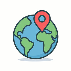 Global Location Pin World Map Icon