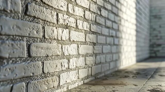Textured white brick wall in sunlight