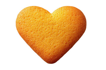 Fototapeta premium Heart-Shaped Yellow Cake Bakery Treat Close-Up Isolated on White Background for Romantic or Celebratory Themes