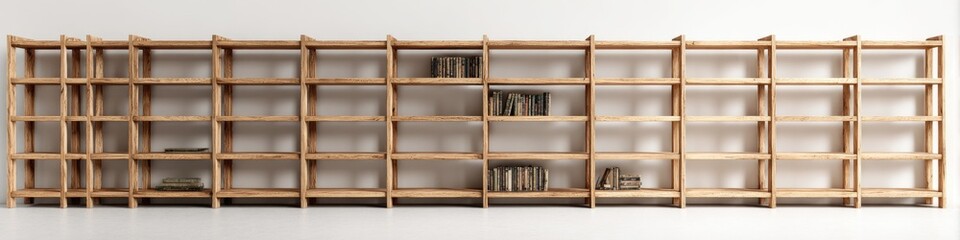 Fototapeta premium Light-colored wooden shelving unit