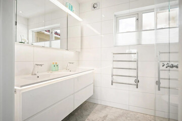 Modern bathroom interior in minimal scandinavian style