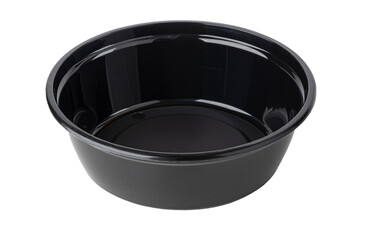 Black plastic bowl on transparent background for food storage