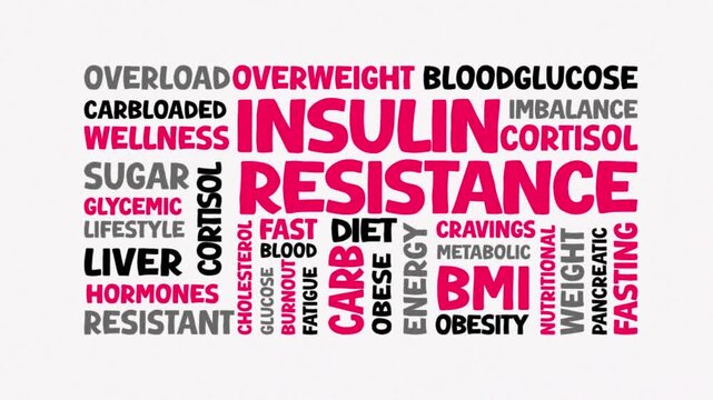 Insulin resistance concept, Text Design Animation typography seamless loop video motion graphics Intro, Animated Tag Word Cloud kinetic typography Word Art Looping Text effects lettering pink grey typ