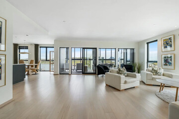 Modern luxury apartment interior in minimal scandinavian style, 3d rendering