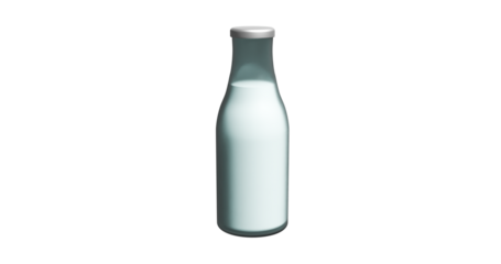Milk glass bottle with metal cap transparent background vintage healthy diary supply fresh bottle