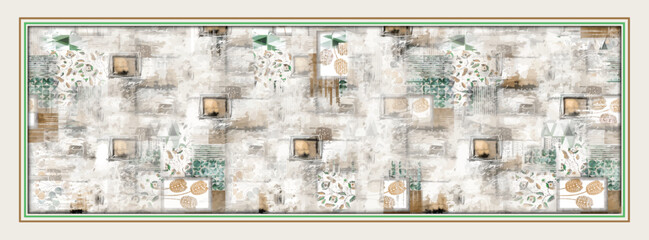 digital silk scarf design with seamless textile pattern