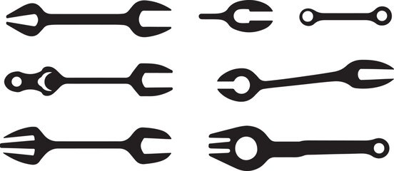 Black Silhouette Wrenches Tools Vector Graphic Design Elements