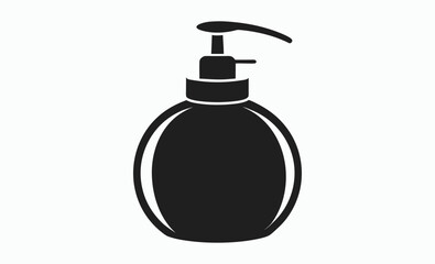 Soap bottle silhouette, pump dispenser icon, hygiene container shape, body wash bottle silhouette vector illustration 