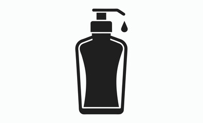 Soap bottle silhouette, pump dispenser icon, hygiene container shape, body wash bottle silhouette vector illustration 