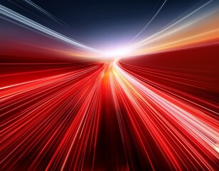 dynamic abstract light trails scene with glowing streaks and flowing motion in vibrant red tones for digital background design