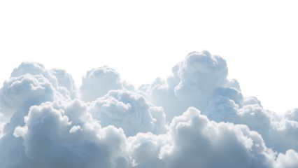 Fluffy white clouds fill sky, creating serene and tranquil atmosphere. soft, billowy formations evoke sense of calm and wonder