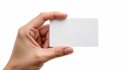Obraz premium Person holding blank card in their hand, showcasing clean and simple design. image emphasizes card versatility for various uses