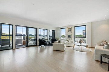 Modern luxury apartment interior in minimal scandinavian style, 3d rendering