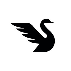 Black silhouette of swan logo illustration vector design. 