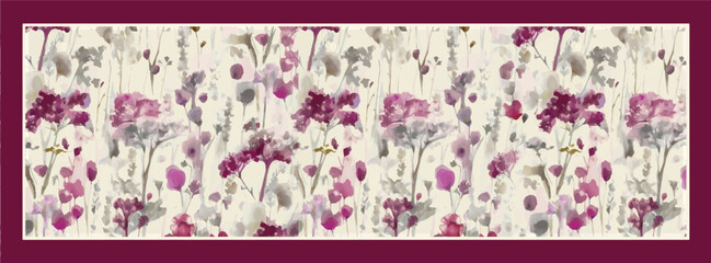 digital silk scarf design with seamless textile pattern