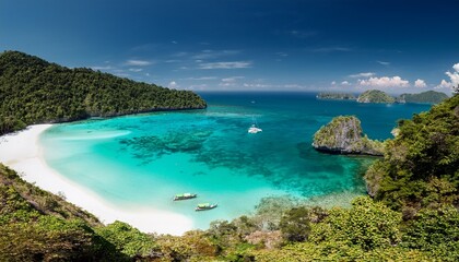 tropical islands turquoise water secluded bay