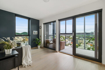 Modern luxury apartment interior in minimal scandinavian style, 3d rendering