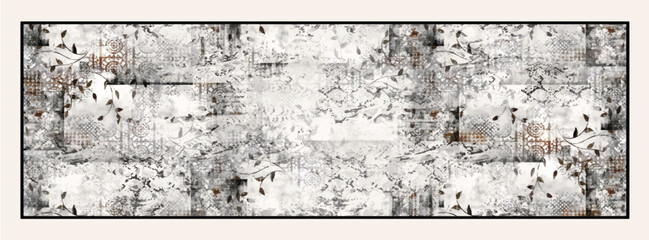 digital silk scarf design with seamless textile pattern