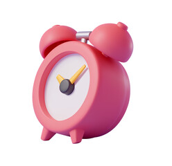 Pink 3D Rendered Alarm Clock;  Modern, Playful, and Cheerful Design.