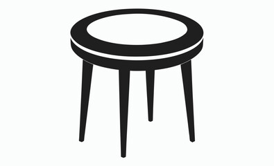Round side table silhouette, furniture silhouette icon, modern home decor, side table vector illustration 