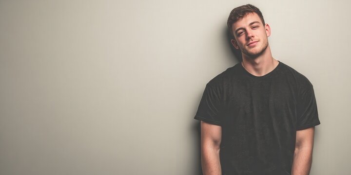 Casual Portrait of a Young Man Leaning Against a Wall with a Relaxed Expression