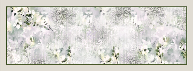 digital silk scarf design with seamless textile pattern