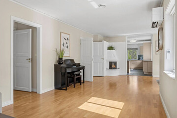 Modern luxury apartment interior in minimal scandinavian style, 3d rendering