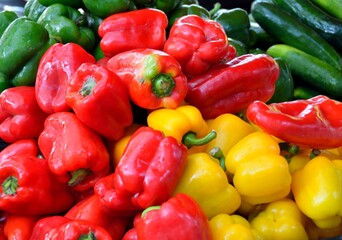 red yellow and green peppers