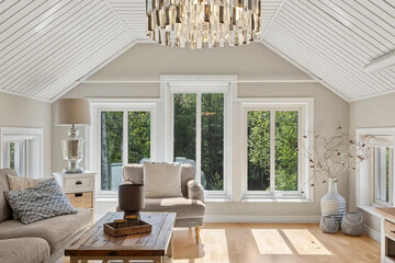 Modern luxury apartment interior in minimal scandinavian style, 3d rendering