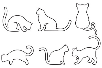 set of cats silhouettes icon on white background.