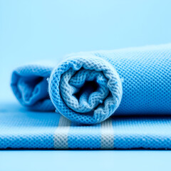 one rolled blue towel