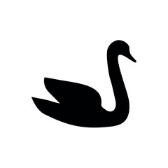 Silhouette of black swan logo illustration vector design