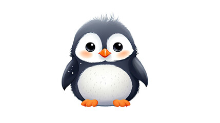 Obraz premium Cute penguin illustration with charming solo penguin design in winter theme isolated on white background