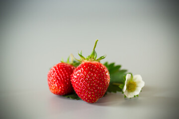 Appetizing red strawberries in a minimalistic composition
