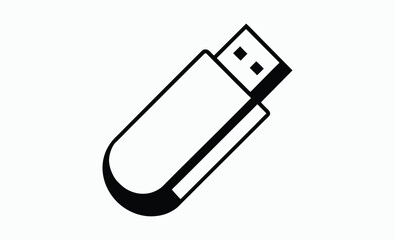 Usb flash drive silhouette, storage device silhouette, digital data icon, usb flash drive outline silhouette vector illustration 