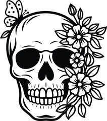 Fototapeta premium Skull In The Wall EPS File, Vector EPS file, Instant Download, Laser EPS, Cricut EPS, Clipart, Plasma, Metal Ar Skull EPS | Floral Skull Svg EPS| Flower Skull Svg EPS| Sugar Skull Svg RPS| Go