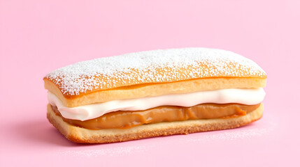 financier cake isolated in pink background