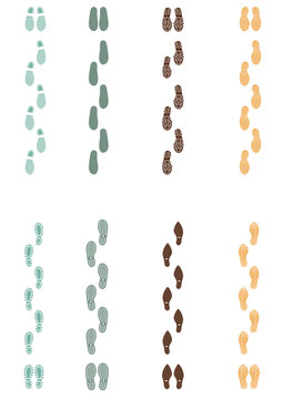 Different human footprints icon. Vector
NewVectorIllustrationSign nvis - sole - shoeprints . shoe vector trail . footprint . track banner . human tracks background . black transparent shoeprints