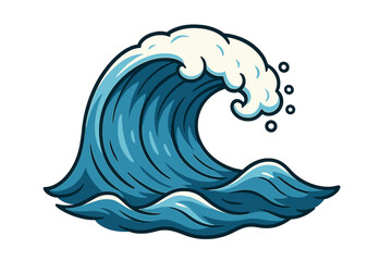 Big ocean wave vector illustration. Cartoon sea surf icon in Japanese style. Powerful blue water splash. Great tsunami graphic symbol for logo design or nature decal.