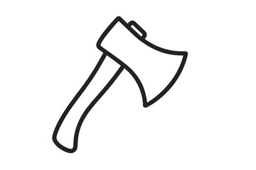 Axe icon vector illustration. Lumberjack tool for chopping wood. Simple line art logo of a hatchet for camping or survival. Isolated graphic symbol on white background.
