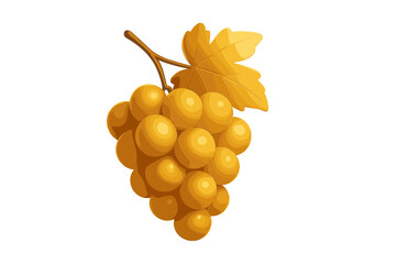 Realistic gold grapes 3D vector. Luxury golden fruit icon. Bunch of sweet ripe grapes with leaf for wine label or juice packaging. Isolated food illustration.