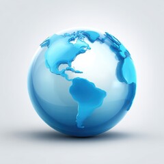 3D Blue Globe Representation of Earth with Reflection and Shine