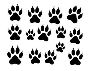 Fototapeta premium Black animal paw prints