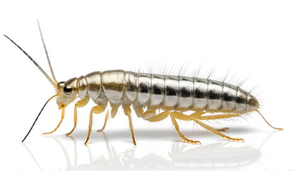 Fototapeta premium Silverfish, Lepisma saccharina, macro photo on white background