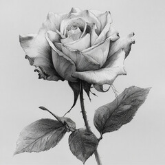 Rose Linework Pencil Sketch &ndash; Hand-Drawn Floral Illustration