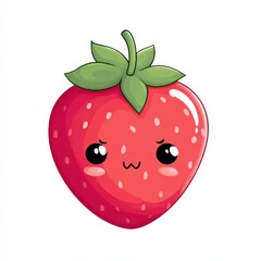Cute Cartoon Strawberry Character with Adorable Expression