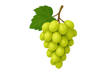 Realistic green grape bunch with leaf vector illustration. Fresh sweet fruit, 3D icon for juice or wine packaging. Healthy organic food concept isolated on transparent background.