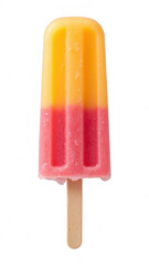 Colorful popsicle with vibrant yellow and pink layers, refreshing treat perfect for hot days, evoking joy and nostalgia