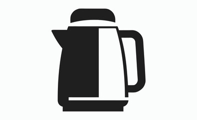 Electric kettle silhouette, kitchen appliance icon, boiling water pot, electric kettle silhouette vector illustration 