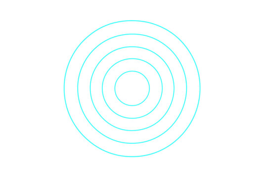 Concentric circular pulse set. Circle wave light effect. Radar neon waves are spreading. Sonar signal concept. Soundwave ripple. Target, radio wave, vibration icon.